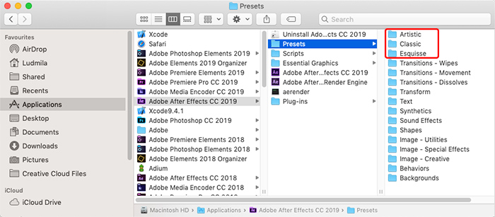 adobe ae 2018 user presets folder