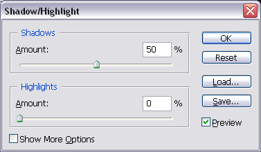 Окно Shadow/Highlight