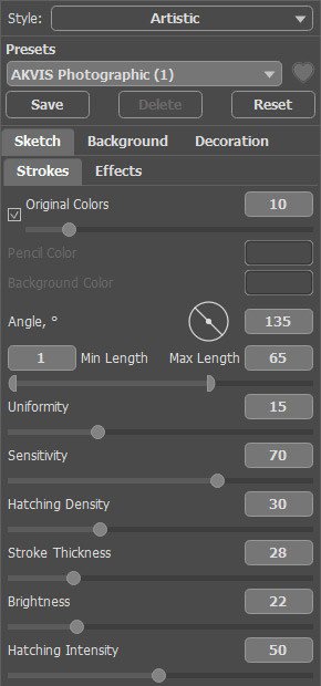 Color Drawing Settings