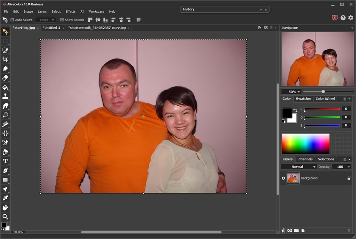 Abra uma foto em AliveColors