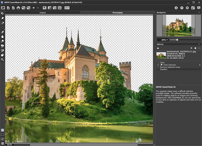 Rimozione dell'area selezionata Rimozione dell'area selezionata