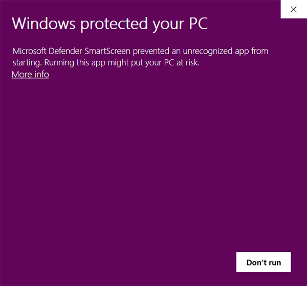 Windows Defender SmartScreen: Weitere Informationen