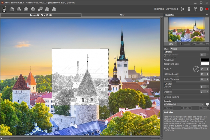 Lanzamiento de AKVIS Sketch en Capture Pro en Windows