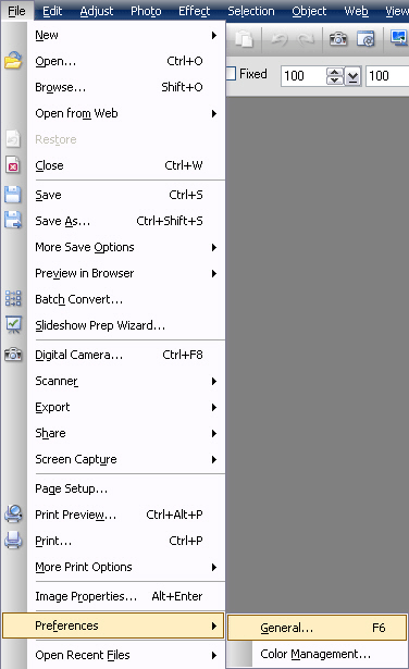 PhotoImpact Preferences